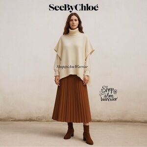 See by Chloe ivory/cream whipstitch pullover turtleneck poncho *shop@iamwarrior